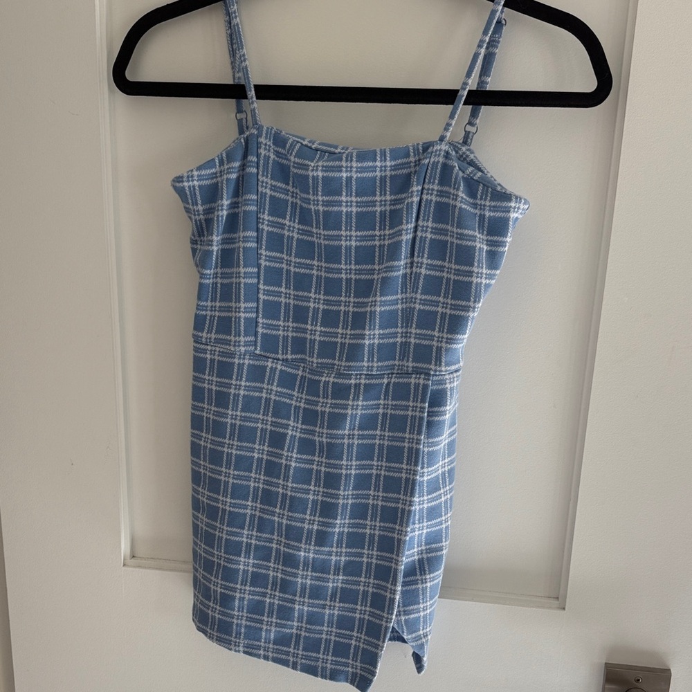 Altar'd State Blue Plaid Jumpsuit